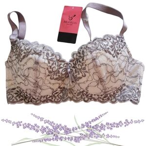 NWT Bradelis Ava Underwire Lace Bra in Cream & Lavender - Sz 34E